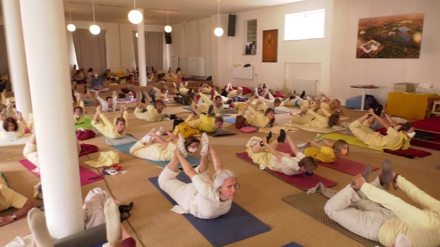 Yoga exercise with Vishwaguruji